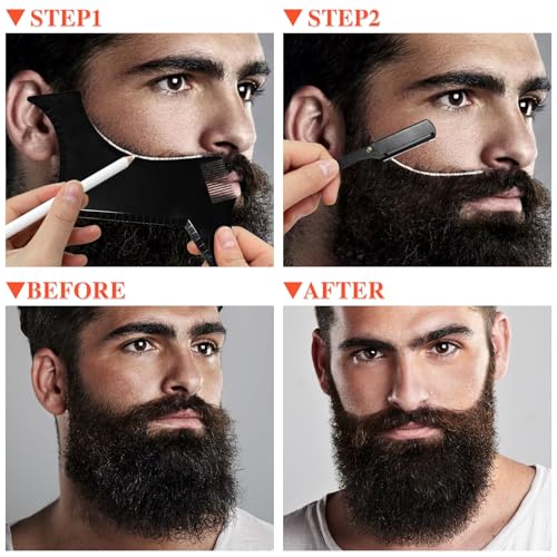 Men's Beard Grooming Kit with Shaping Tools, Razor & Blades