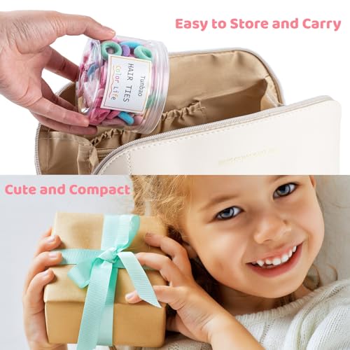 100 Mini Baby Hair Ties - Soft Seamless Ponytail Holders for Kids