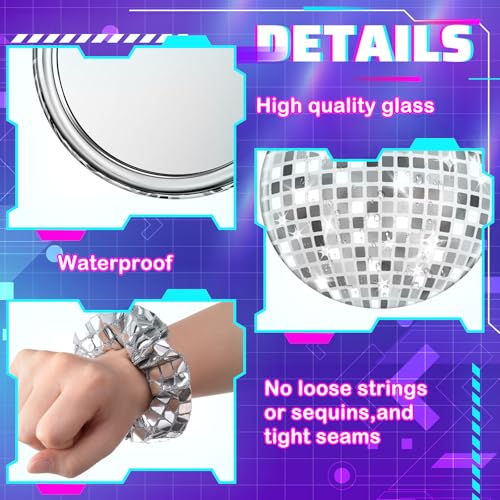 Yuxung 24 Pack Disco Party Favors with Sequin Scrunchies & Vintage Mirror Set