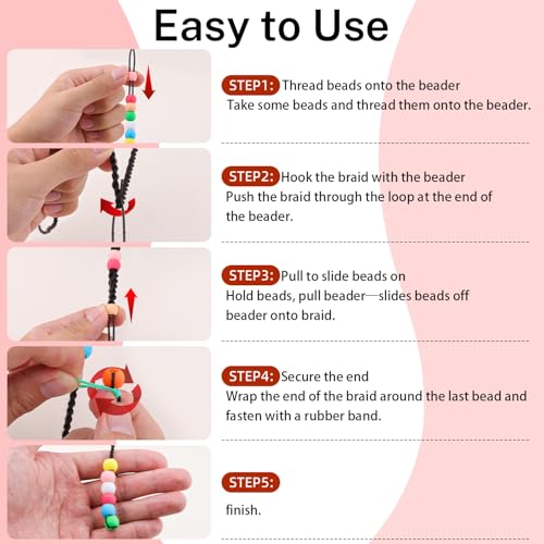 White Mix 160pcs Silicone Hair Beads Kit with Beader & Rubber Bands