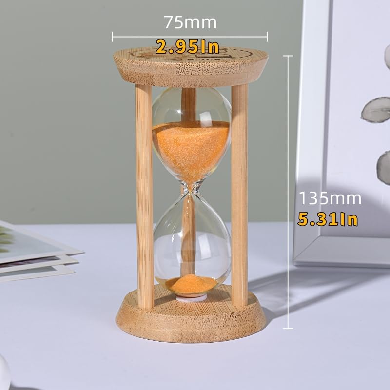 Bamboo Sand Timer - 15-Minute Hourglass Clock | Mini Gold Sand Watch for Kids & Office Decor