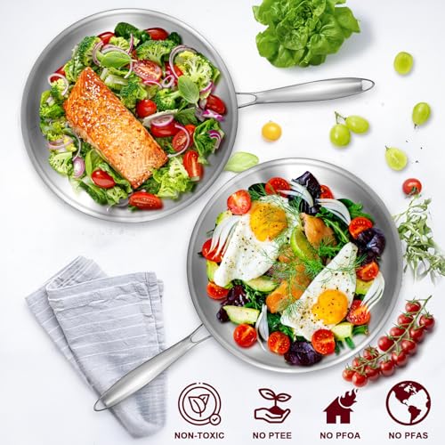 EWFEN 12-Inch Tri-Ply Stainless Steel Frying Pan - Induction Ready