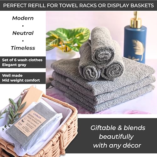 LIVINATI Soft Cotton Wash Cloths - 12 Pack, 12"x12" for Face & Body