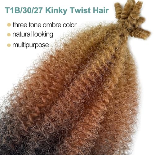 12 Inch Pre-Fluffed Afro Twist Hair 1B/30/27 - Pack of 8