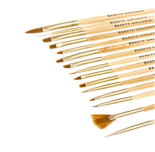 BEAUTÉ GALLERIA 15-Piece Nail Art Brush Set for Detailing & Design