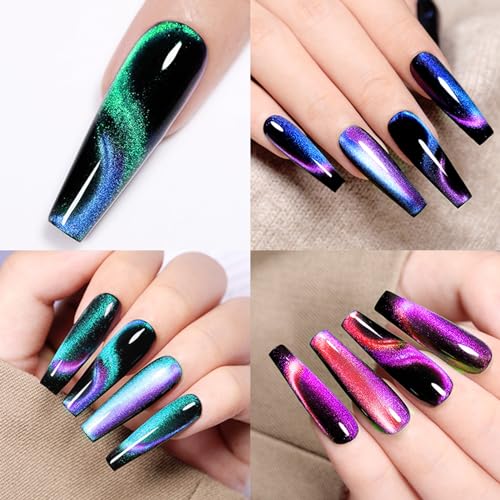 YEPYEPGO 9D Cat Eye Gel Nail Polish Set - 12 Colors with Magnet Stick