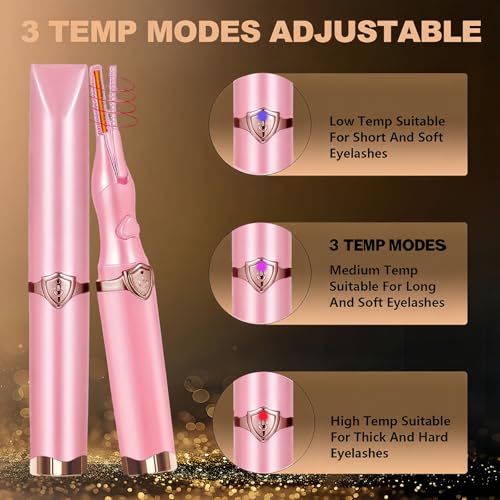 Acavado Light Pink Heated Eyelash Curler with 3 Temperature Modes