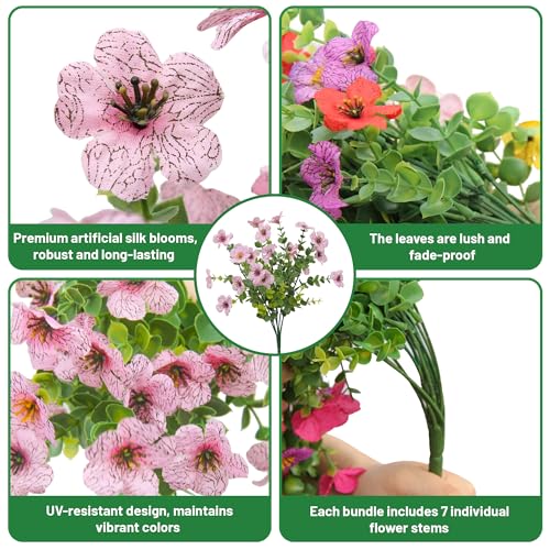 Artificial Daisy Flowers - UV Resistant Faux Silk Plants (4 PCS)