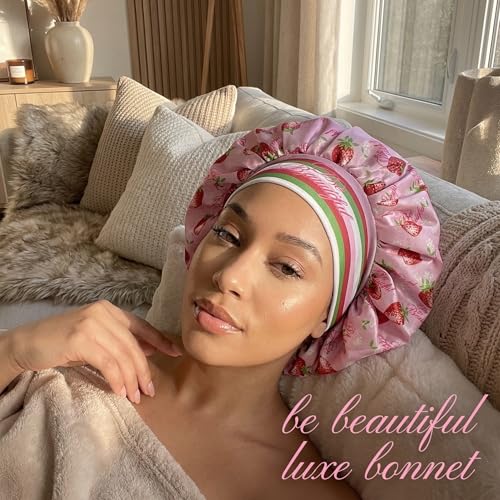 Pink Premium Silk Satin Sleeping Bonnet for Hair Protection
