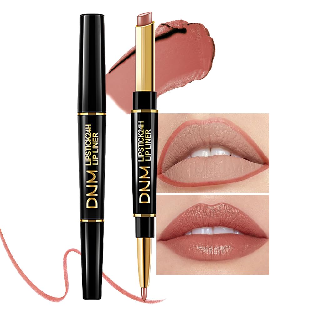Chestnut Nude Brown Matte Lip Liner & Lipstick Set - Long Lasting, Waterproof, Smudge Proof | Antique Rose