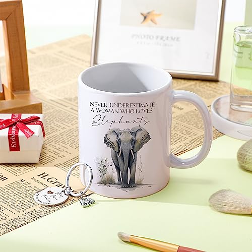 Inbagi Elephant Gifts Set for Women - Mug, Makeup Bag & Keychain