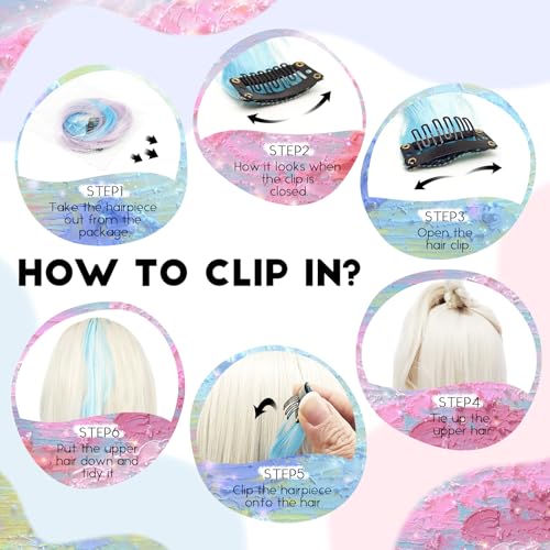 Dreamlover Rainbow Curly Hair Extensions for Girls - 24 Piece Clip-in Set