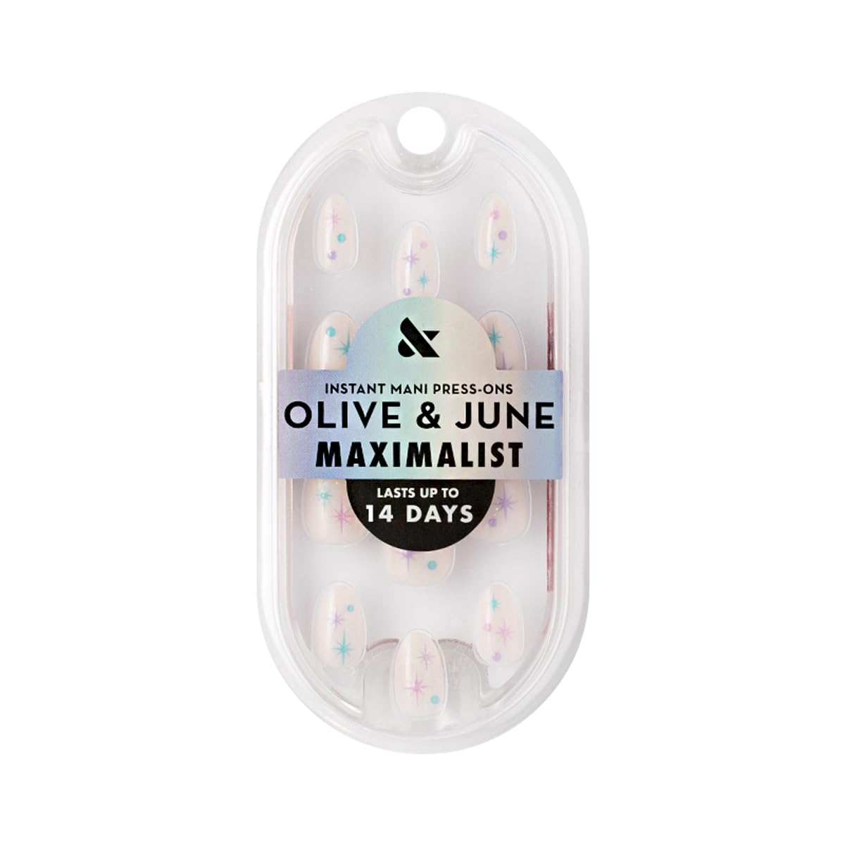Maximalist Press-On Nails | 42 Non-Toxic Fake Nails in 21 Sizes | Short Almond Sparkle Party Design