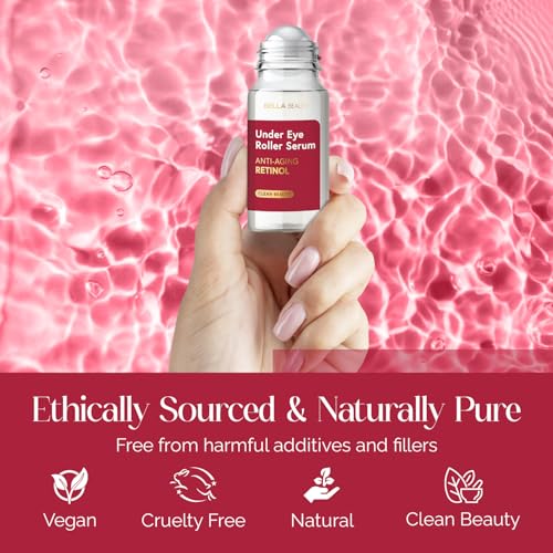 Retinol Under Eye Serum with Cooling Roller – Firming & Puffiness Reduction – Vegan & Dermatologist Tested – 1.69 Fl Oz