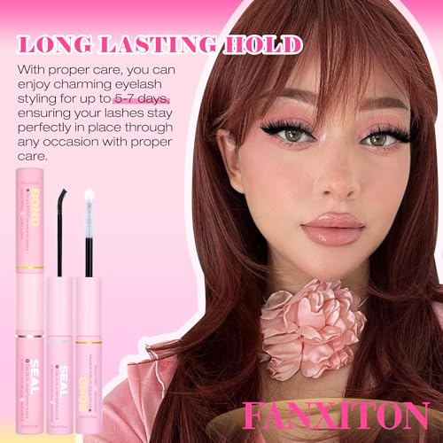 FANXITON Lash Bond and Seal Kit (Black+Clear) with Remover for Cluster Lashes