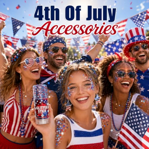 Red, White & Blue Glitter Stick for Face, Hair & Body - Patriotic Makeup