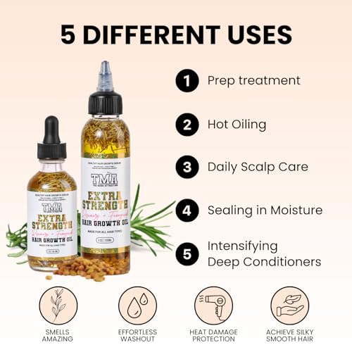 The Mane Attraction Extra-Strength Herbal Hair Growth Oil, Rosemary & Fenugreek Blend, Castor & Vitamin E Infusion, Scalp-Nourishing for All Hair Types