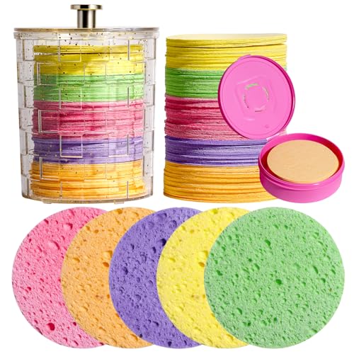 100 Count Gentle Exfoliating Facial Sponges - Reusable Cotton Pads for Cleansing & Makeup Removal