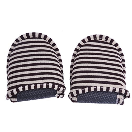 VGEBY Women's Coffee Stripes Foldable Travel Indoor Cotton Slippers - Non-Slip House Shoes