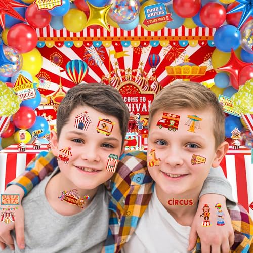 Carnival Circus Temporary Tattoos for Kids - 50 Fun Designs