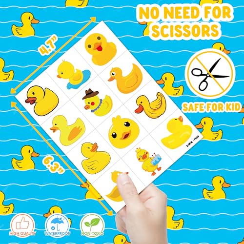 60 Pre-Cut Rubber Duck Temporary Tattoos for Kids Parties