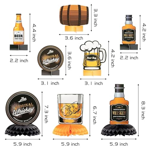 Whiskey Themed Honeycomb Centerpieces - 12Pcs Party Decorations