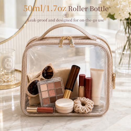 Purple Rose Quartz Roller Ball Perfume Bottle - 50ml Amber Glass