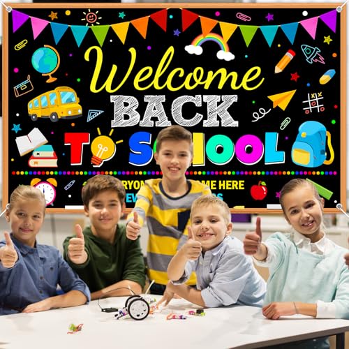 Welcome Back to School Banner - Colorful Classroom Decoration (6 x 3.6 ft)