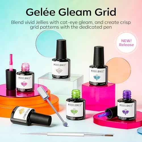 modelones Gelée Gleam Grid Cat Eye Gel Nail Polish Set - 6 Colors