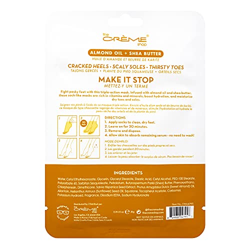 The Crème Shop Moisturizing Foot Mask Socks with Almond Oil & Shea Butter - Pack of 3