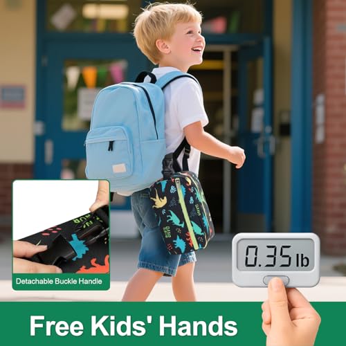 Bagseri Insulated Kids Snack Bag - Black Dinosaur, 3.9L
