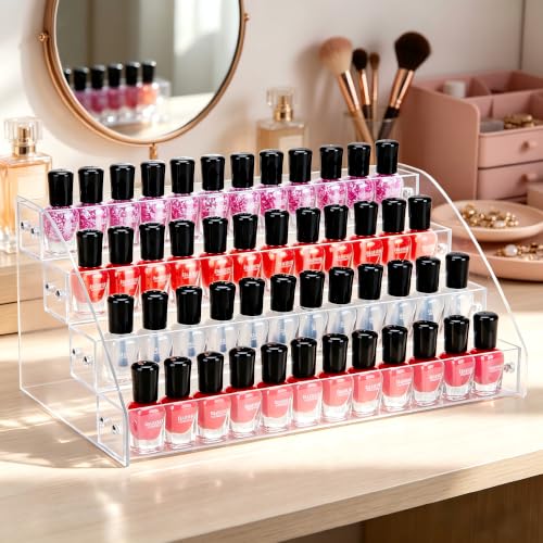 KINGROW 4 Layer Nail Polish Organizer - Clear Acrylic Display Rack