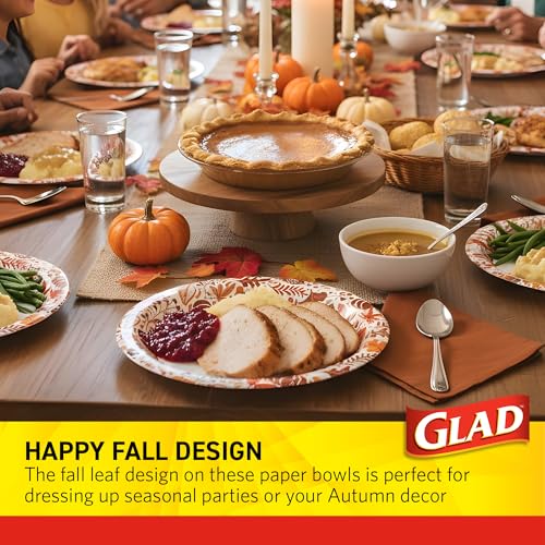 Glad Disposable Paper Plates - Happy Fall Design, 10 Inch, 50 Count
