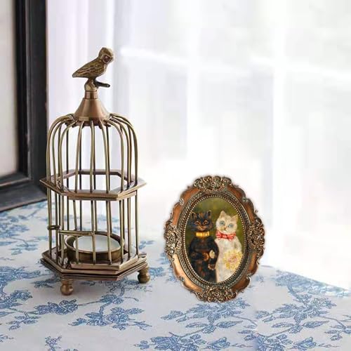 VINLIFE Vintage Oval Mini Picture Frame 2.5x3.5 - Bronze Floral Design