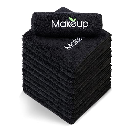 Orighty Microfiber Makeup Remover Cloths, 12 Pack Black - 13x13 in
