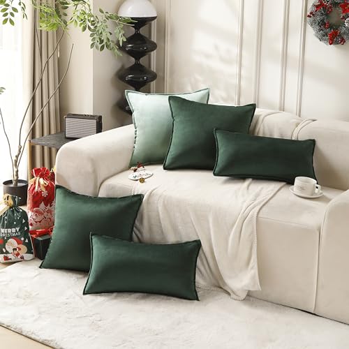 Olive Green Velvet Throw Pillow Covers 18x18 - Set of 2