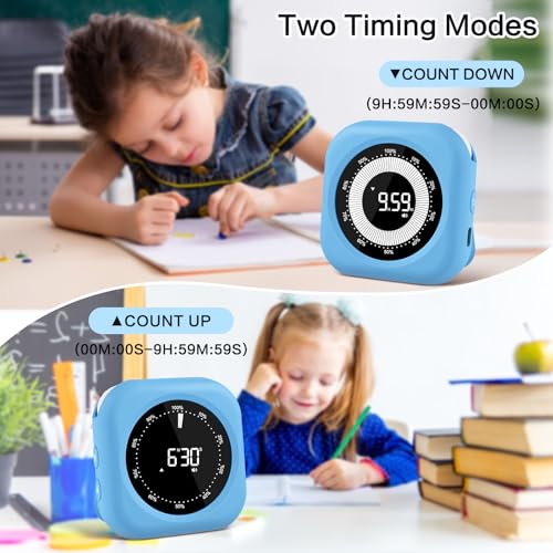 Rechargeable Visual Timer for Kids - 10-Hour Magnetic Timer with Adjustable Brightness & Volume
