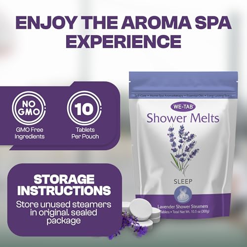 We-Tab Lavender Shower Steamers - 10 Pack Aromatherapy Melts for Relaxation
