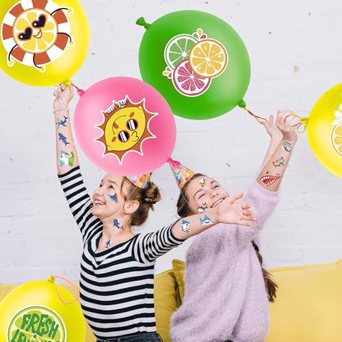 72 Pack Lemon Party Favors with Punch Balloons & Temporary Tattoos
