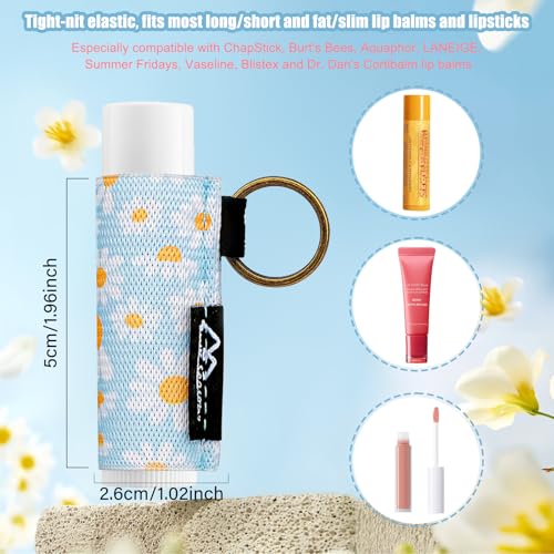 WK IEASON 3-Pack Lip Balm Holder Keychain - Clip-On Elastic Sleeve