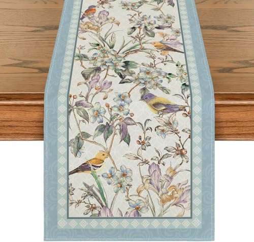 Artoid Mode Blue Floral Table Runner 13x90 Inch for Dining