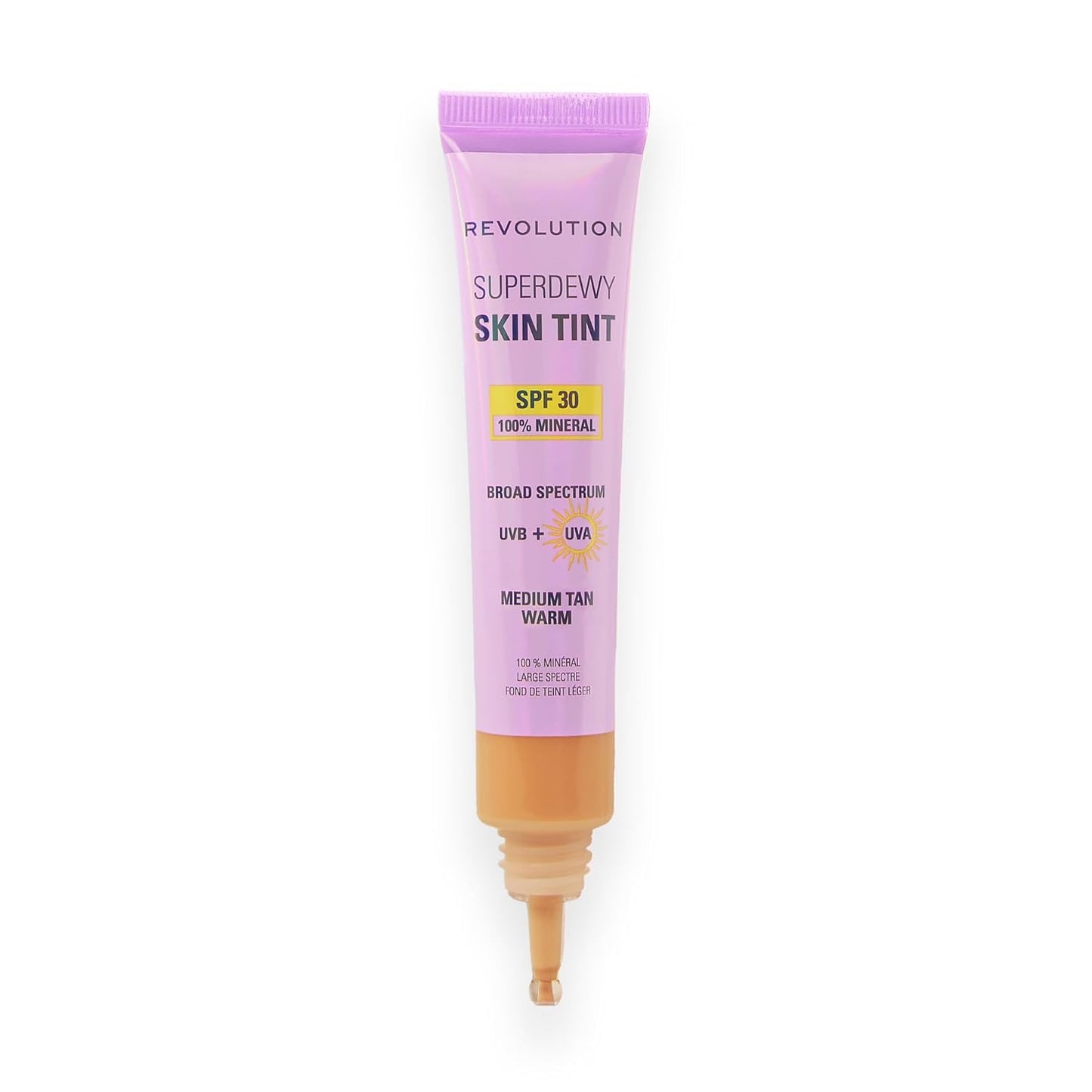 Revolution Superdewy SPF 30 Skin Tint - Tinted Mineral Foundation for Buildable Glow | Medium Tan Warm, Vegan & Cruelty-Free