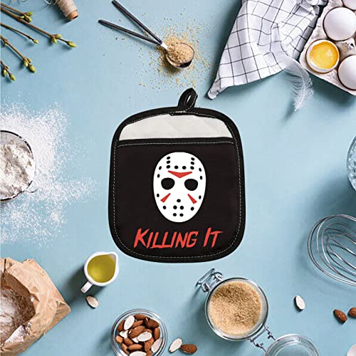 Killing It Horror Movie Pot Holder - Funny Oven Mitts Gift