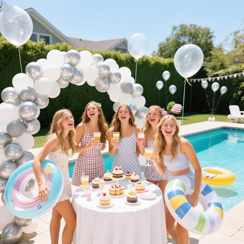 KARLURE White Silver Balloon Arch Kit - Party Decoration Garland