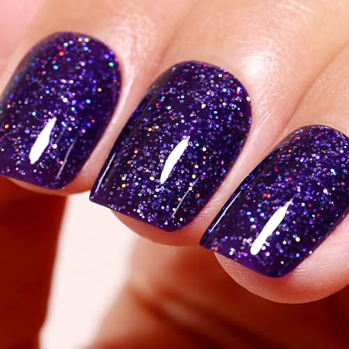 Ozzeal Deep Purple Iridescent Glitter Gel Polish 0.5 Fl Oz for Nail Art & Manicure