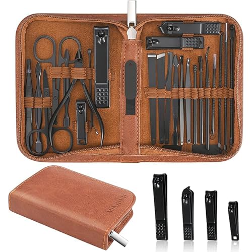 MINKINH Brown 26-Piece Manicure & Pedicure Set with Travel Case