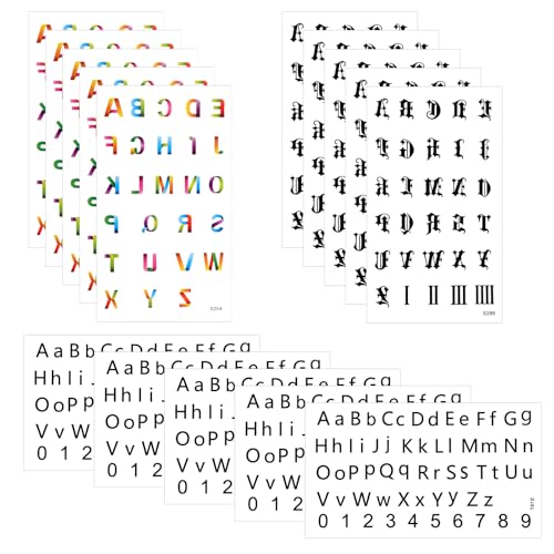 Gothic Print Colorful Alphabet Temporary Tattoos - 15 Sheets