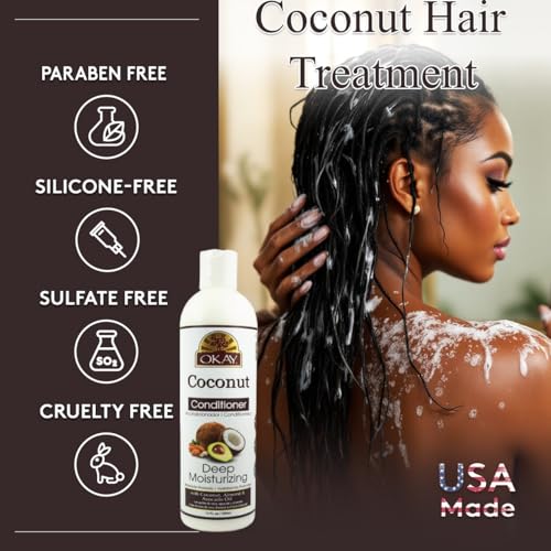 OKAY Coconut Deep Moisturizing Hair Conditioner 12oz - Hydrating Sulfate-Free for Dry & Damaged Hair