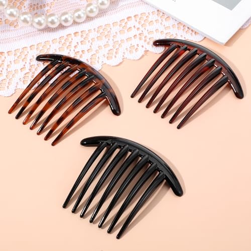 Ymapinc 7-Tooth French Hair Comb Set 3pcs - Elegant Plastic Side Combs with Variation 4.06 x 3.31 x 0.67 inches