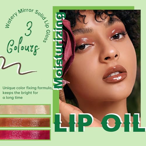 HOSAILY Moisturizing Solid Lip Gloss Set 0.05oz x 4 - Lip Oil & Lip Liner Combo for Women